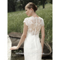 ZM16003 Plus Size Wedding Dresses With Short Sleeves Luxury See-through Back Traditional Wedding Dresses Pattern French Lace